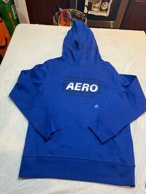 Aero Postal 1987 Men’s Blue Logo Hoodie size small NWT